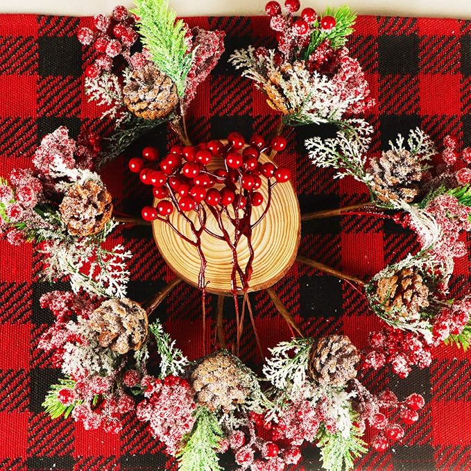20-Pack 7-Inch Artificial Red Berry Picks For Christmas Tree Decorations