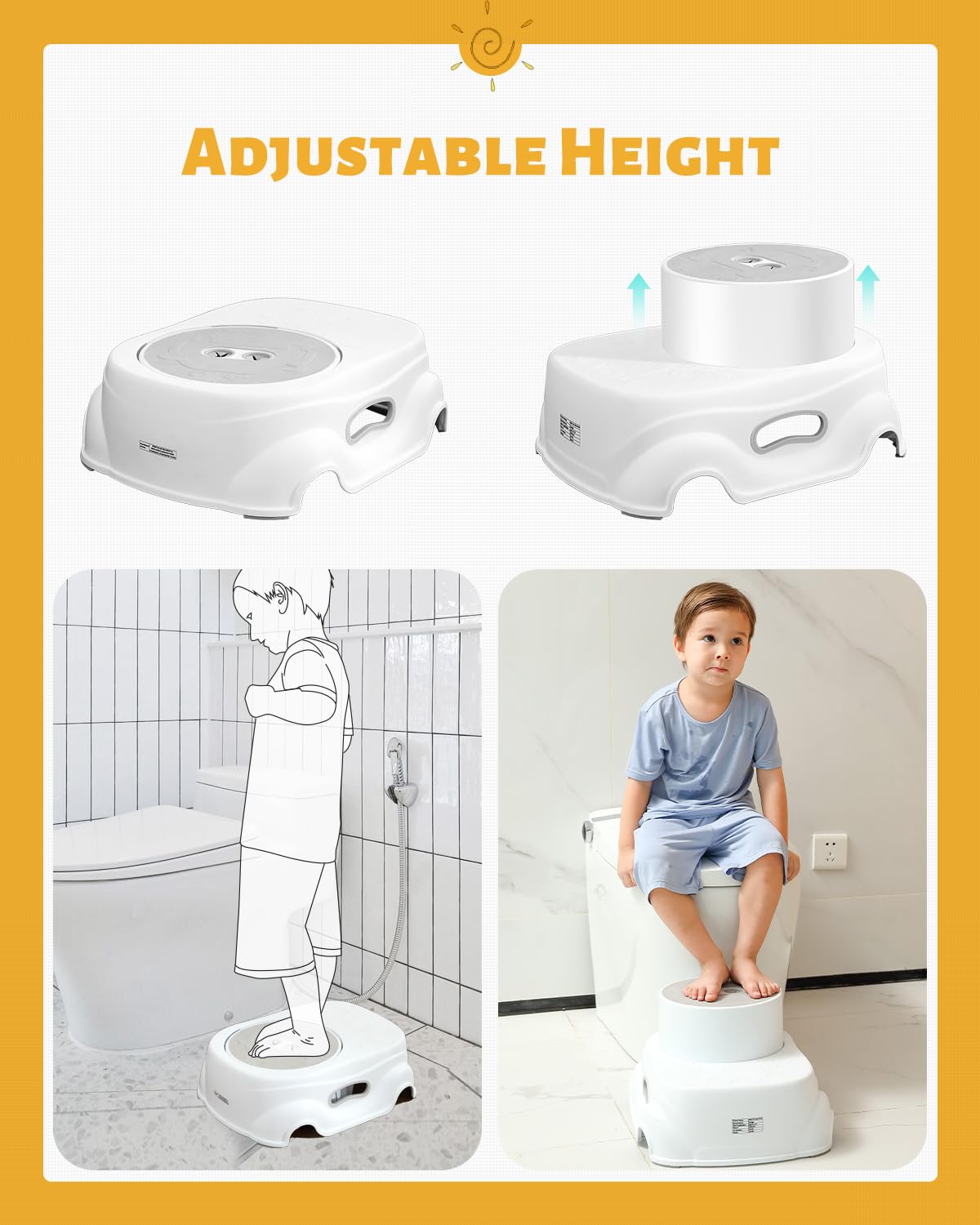 Padded 2-Step Stool, 2-Step Footstool - Step Stool Non-slip, Portable