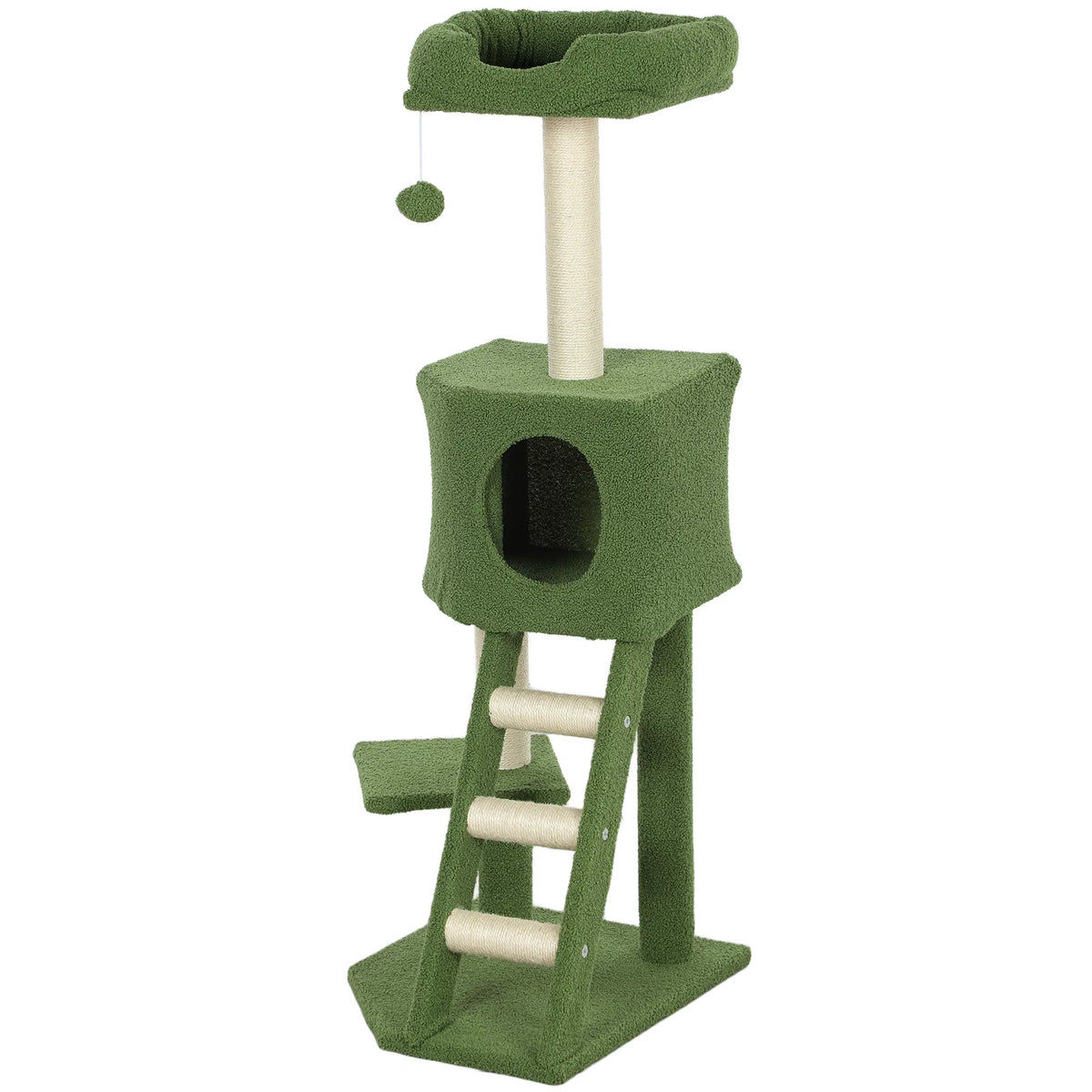 47" Tall Cat Tree Tower With Condo, Ladder, Scratching Posts