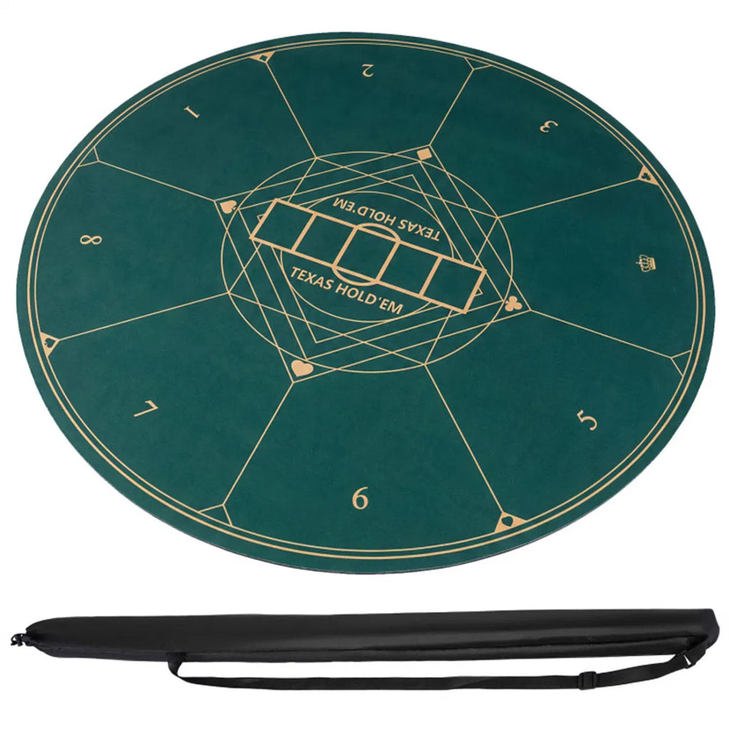 47" Round Foldable Poker Table Top Mat With Non-slip Rubber Base