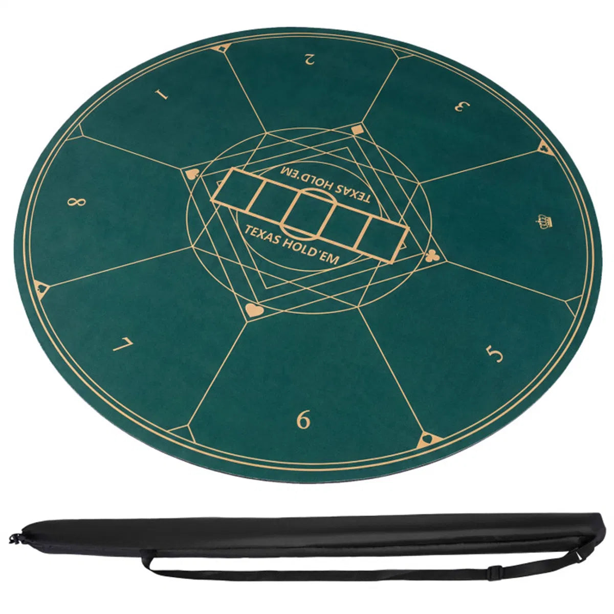 47" Round Foldable Poker Table Top Mat With Non-slip Rubber Base