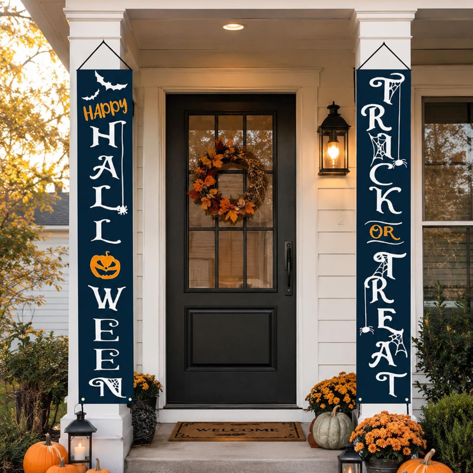 Halloween Porch Door Banner Decorations, Halloween Front Door Decor Sign