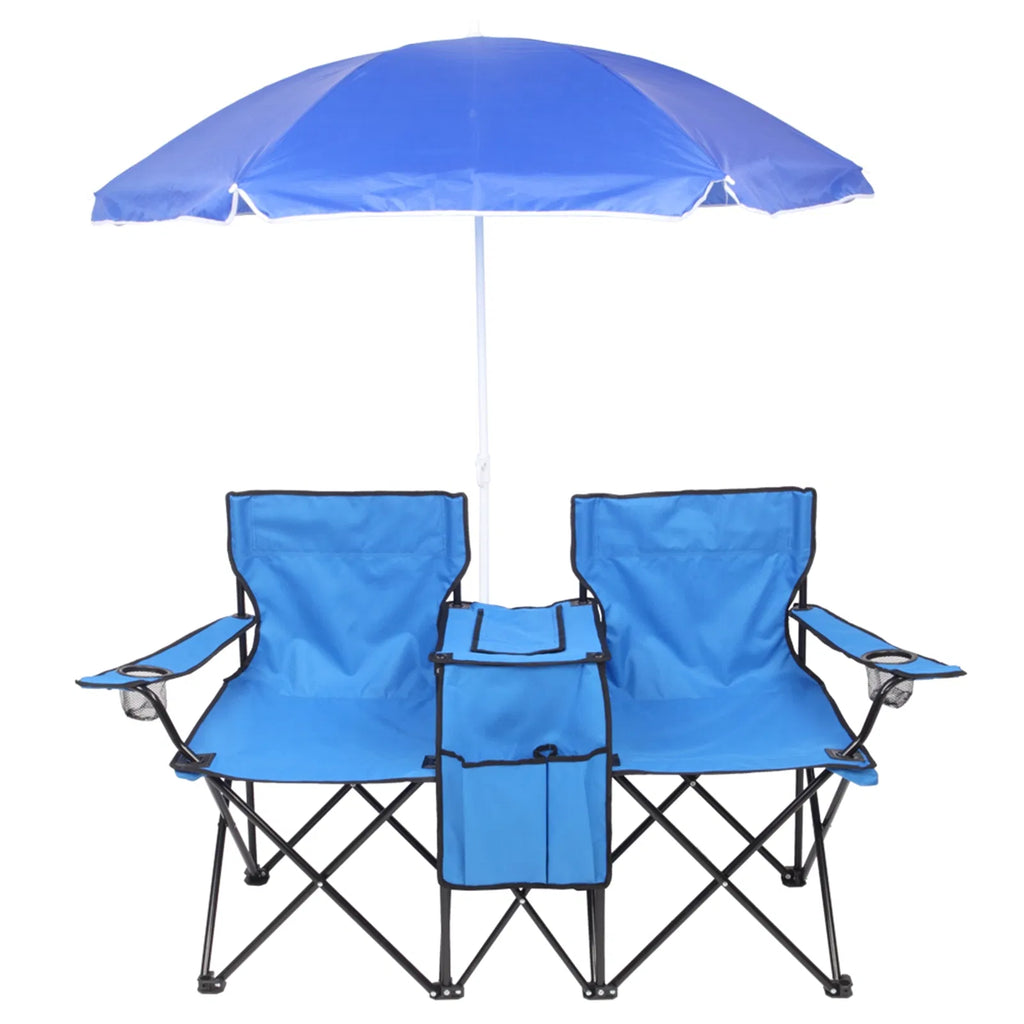 2-Seat Folding Chair with Removable Umbrella