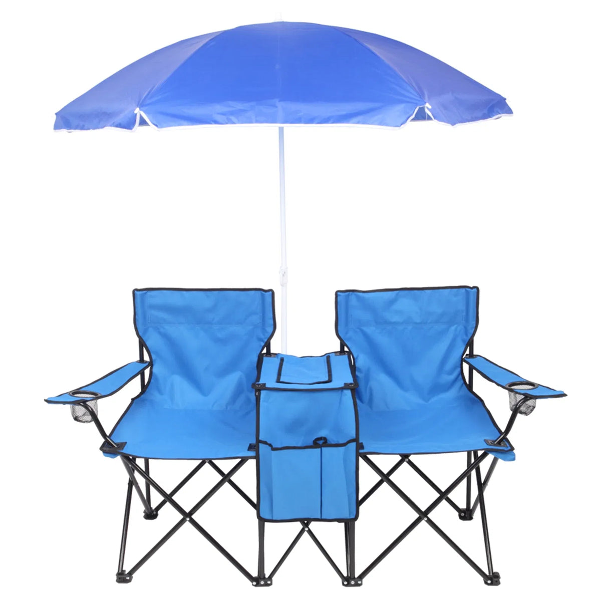 2-Seat Folding Chair with Removable Umbrella