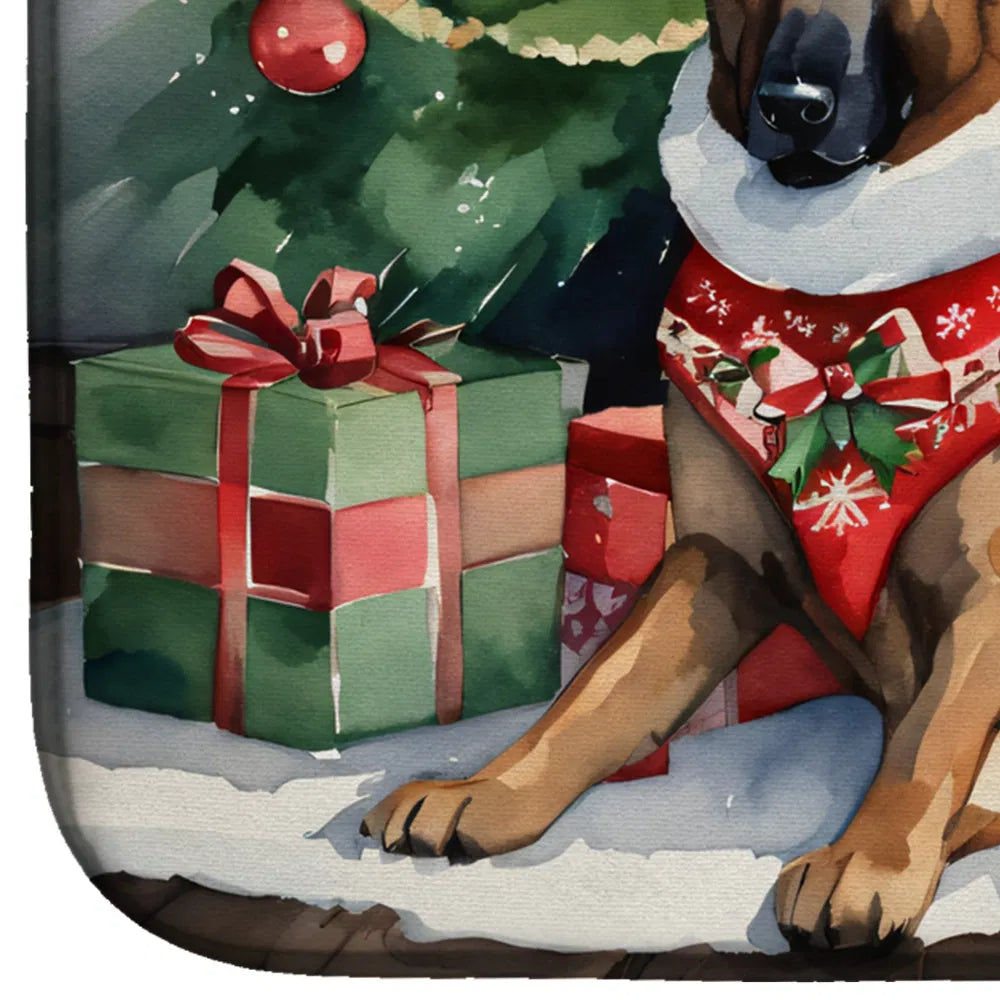 Belgian Malinois Cozy Christmas Dish Drying Mat Absorbent Dish Drying