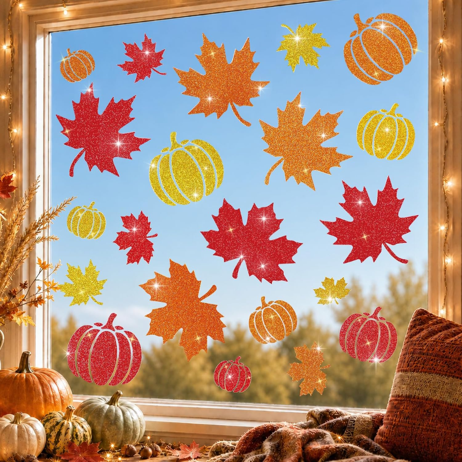 Fall Window Clings Autumn Thanksgiving Window Stickers Decals Decor 6
