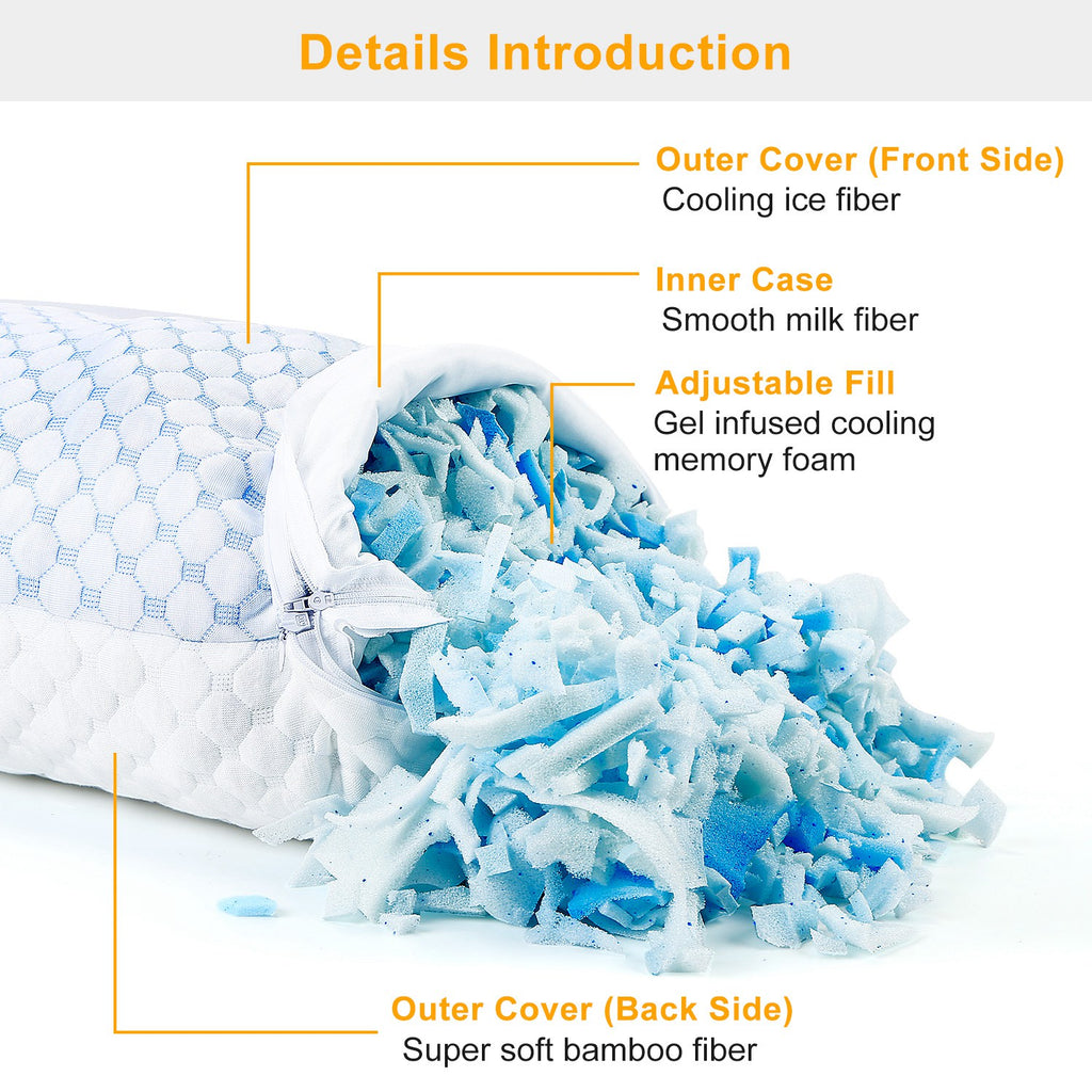 2Pcs Or 1Pc Cooling Memory Foam Pillow Ventilated Soft Bed Pillow
