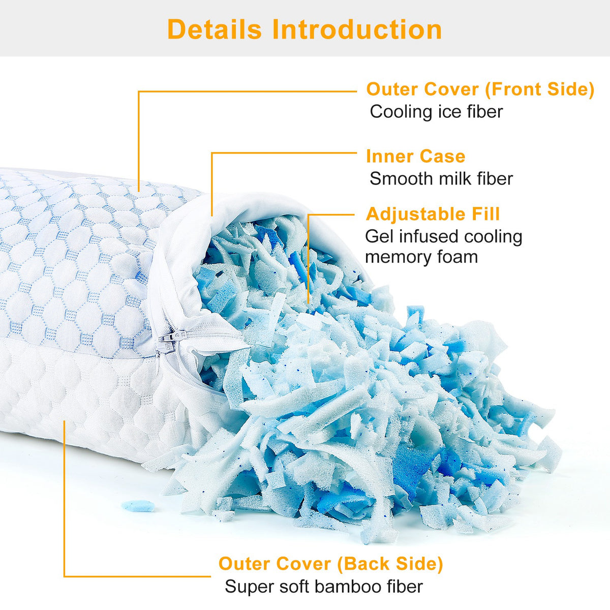 2Pcs Or 1Pc Cooling Memory Foam Pillow Ventilated Soft Bed Pillow