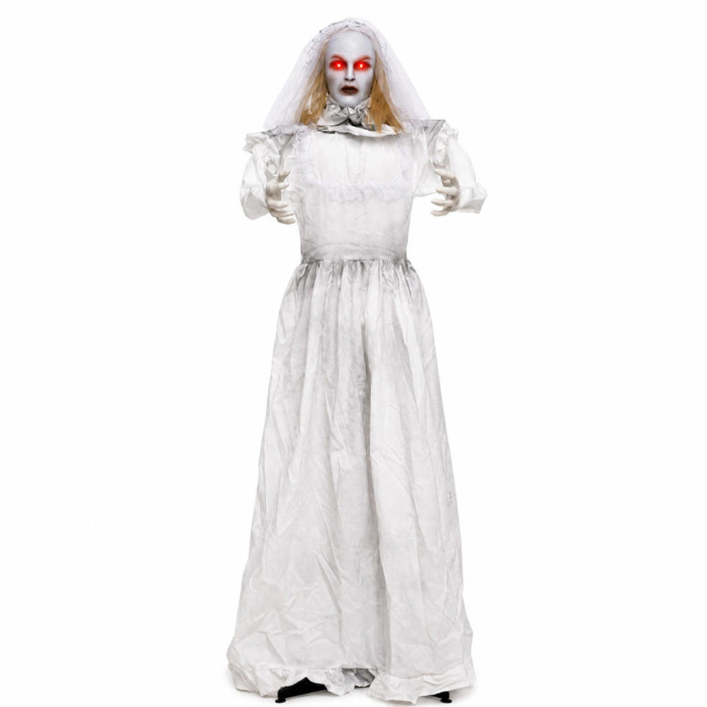 5.7 Ft Animated Halloween Ghost Bride Decoration With Turning Head