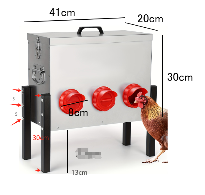 Automatic Chicken Feeder Box , 6 Feeding Ports, No Waste Poultry Feeder
