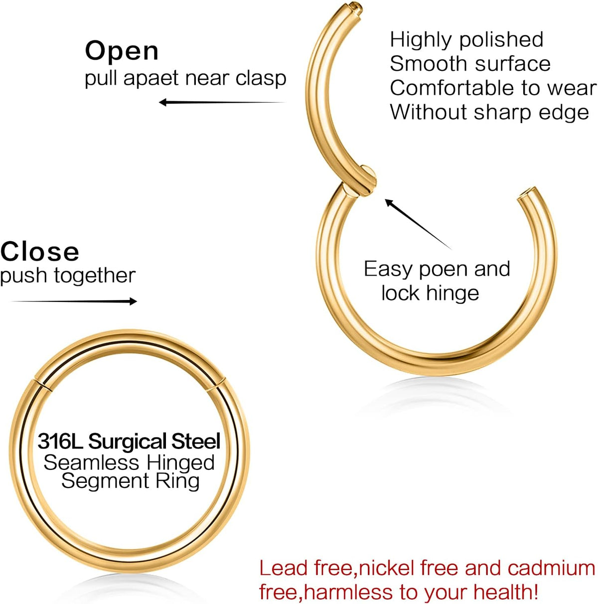16g- Steel Hoop-rose Gold-8-1
