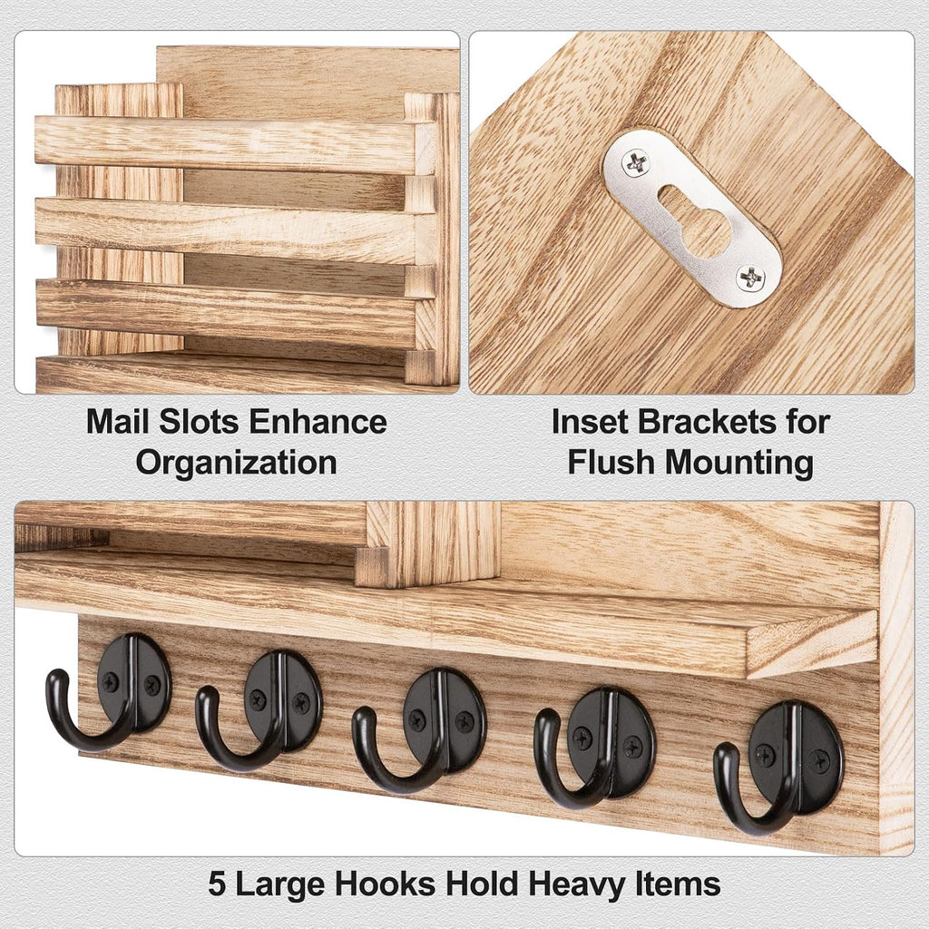 Burnt Color Wall-mounted Key And Mail Organizer