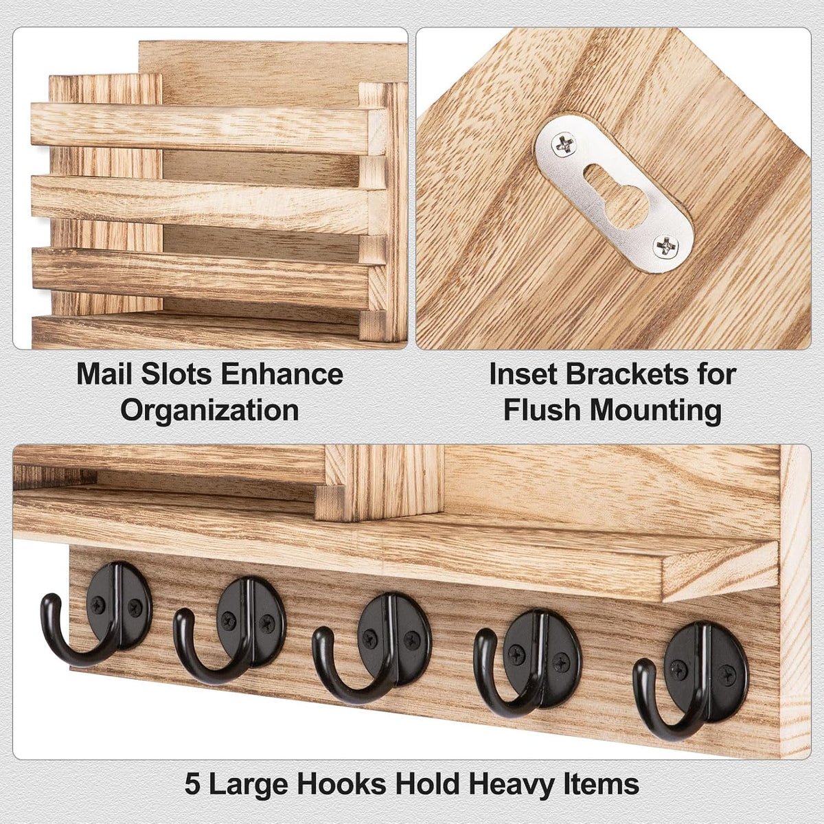 Burnt Color Wall-mounted Key And Mail Organizer