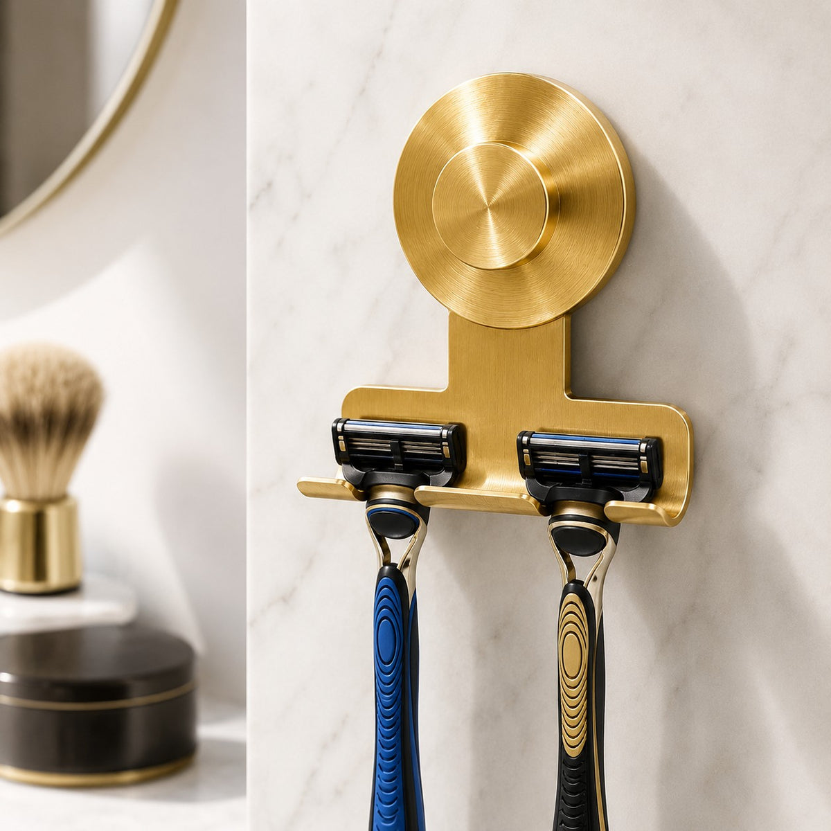 Suction Cup Razor Holder - Golden Finish, 2 Pack