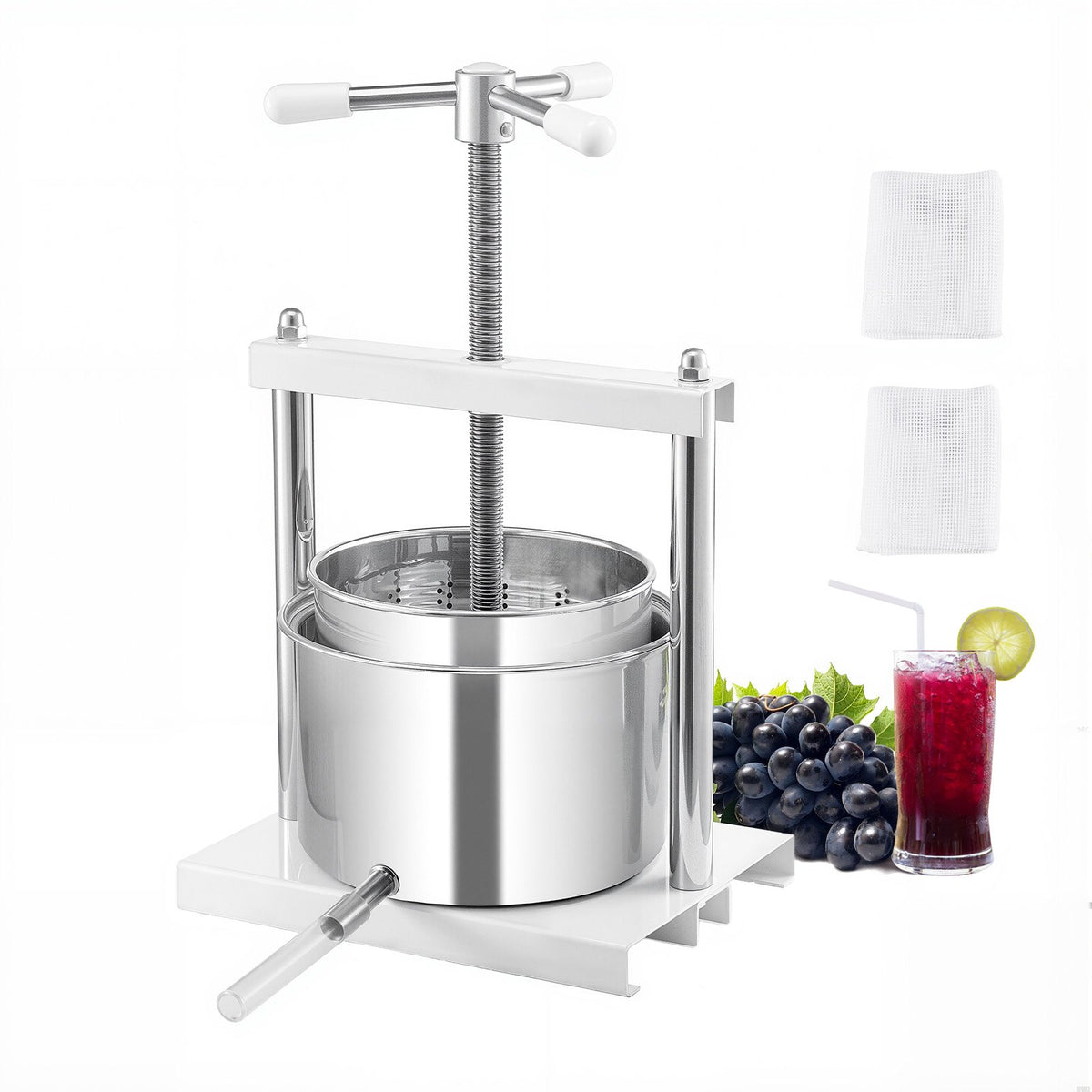Fruit Wine Press Manual Press For Wine Making 1.45 Gal/5L Stainless