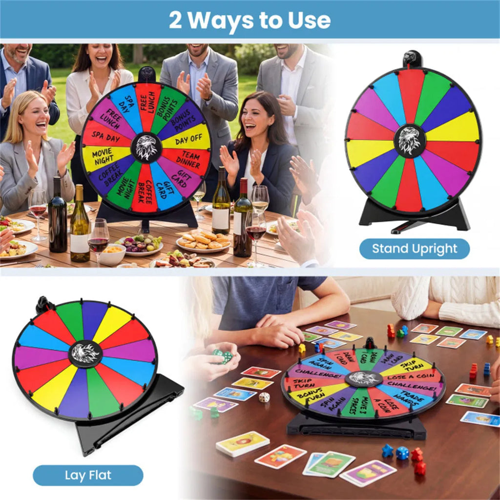 24" Spinning Prize Wheel With Foldable Stand-up & Tabletop Fortune