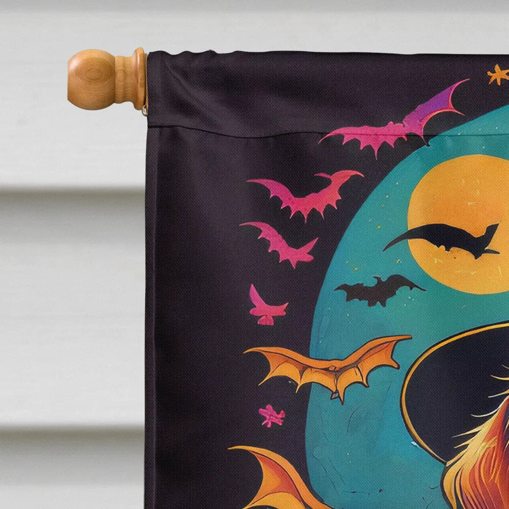 Golden Retriever Witchy Halloween House Flag Large Porch Sleeve Pole