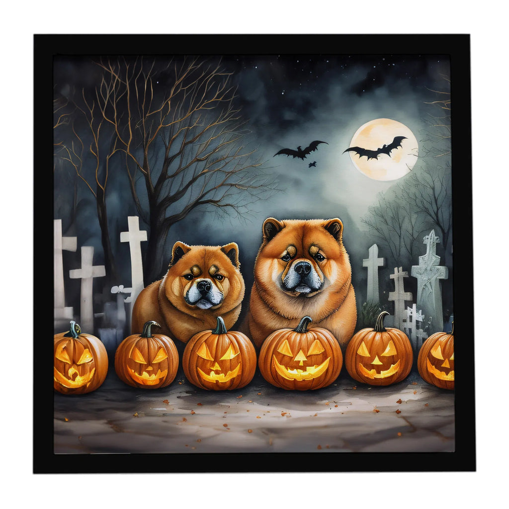 Chow Spooky Halloween Framed Metal Print Bathroom, Kitchen, Office