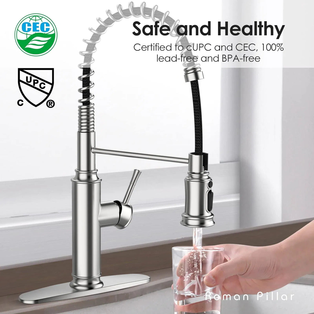 Kitchen Faucet - Spring Kitchen Sink Faucet With 3 Modes Pull Down