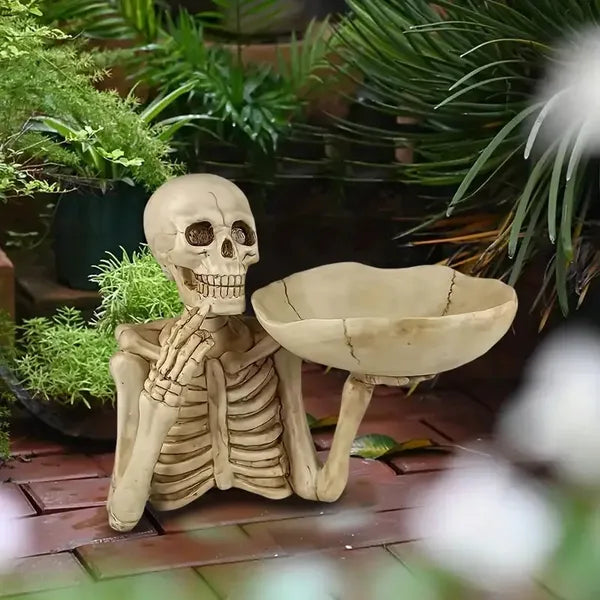 Skull Tray Ornament With Bowl Unique Skeleton Design For Indoor