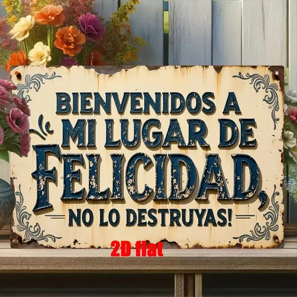 Welcome To My Happy Haven Do Not Ruin It Vintage Metal Sign Floral
