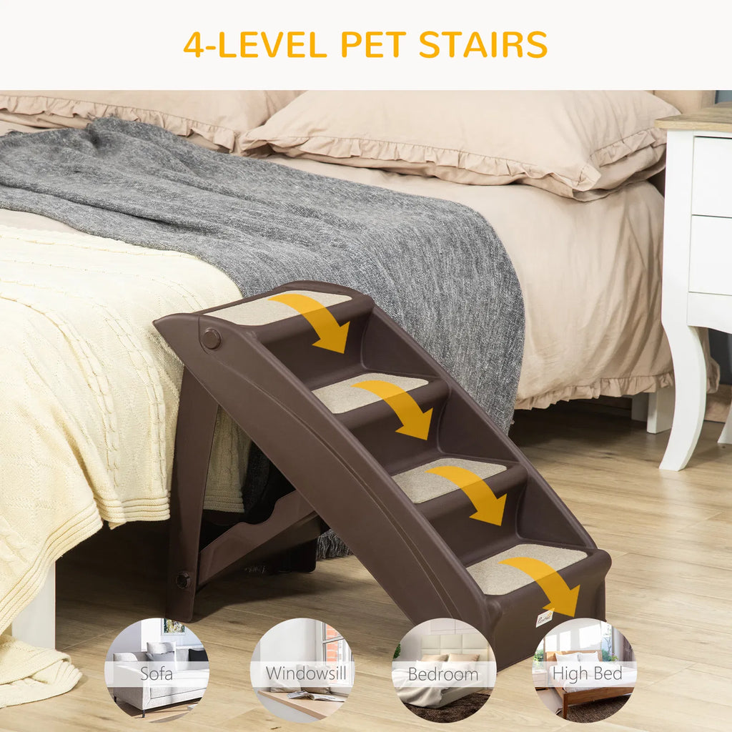 4-Level Portable Pet Stairs, Foldable Dog Ramp, Lightweight Cat Steps