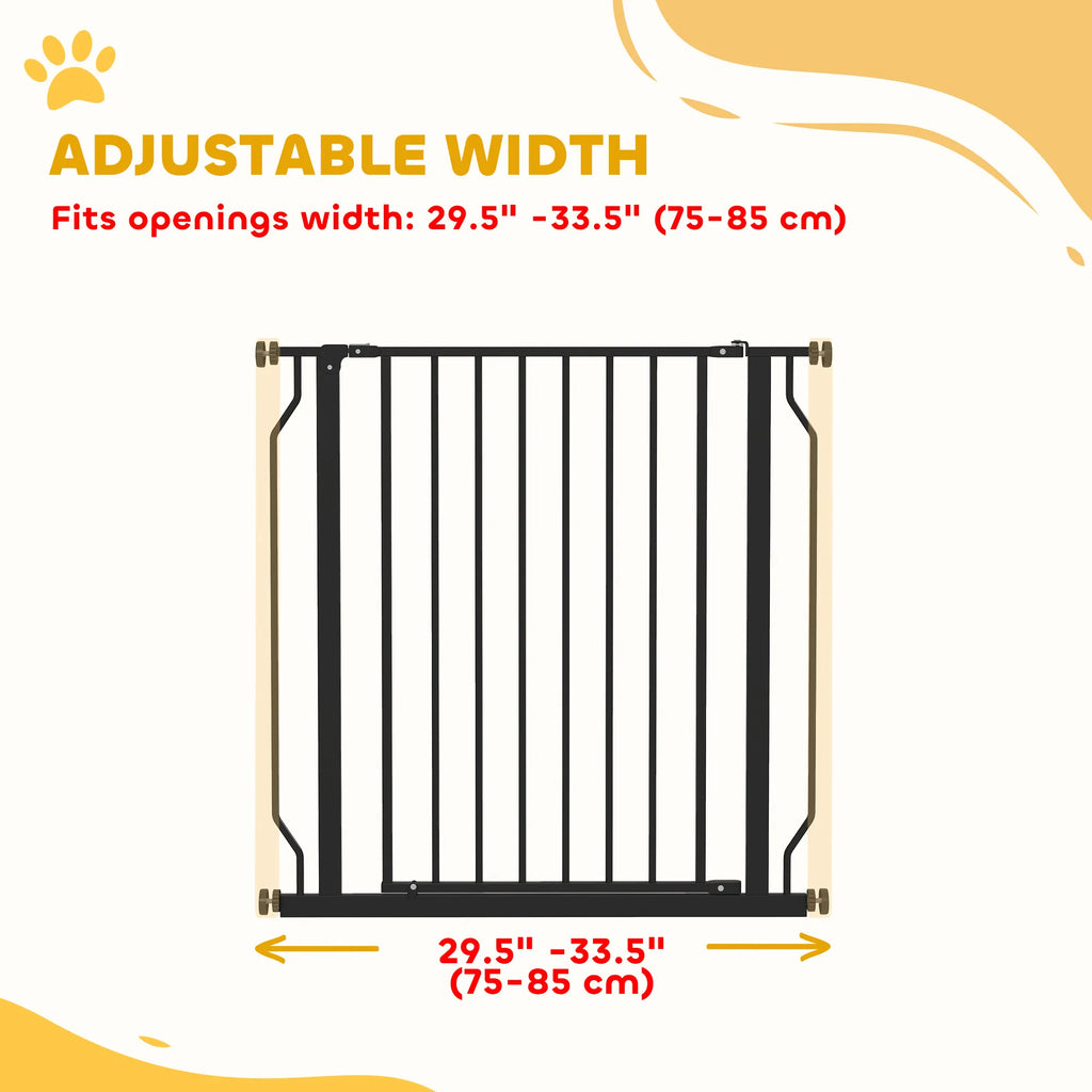 30"- 34" Easy Install Pet Gate W/ Door & Double Locking System, Extra