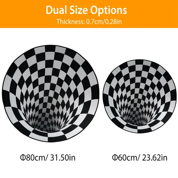 3D Visual Floor Area Mat Anti-slip Illusion Rug Doormat Round Living