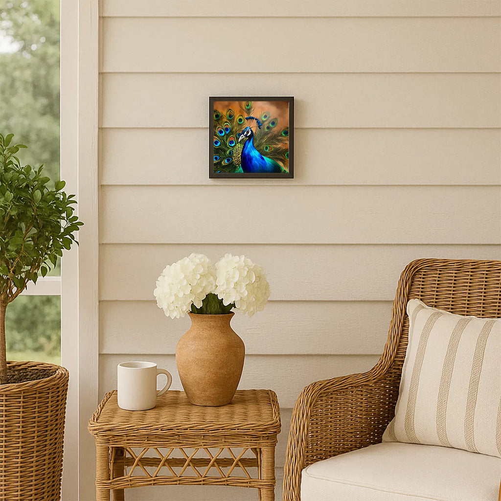 Peacock Framed Metal Print Bathroom, Kitchen, Office, Home Decor Wall