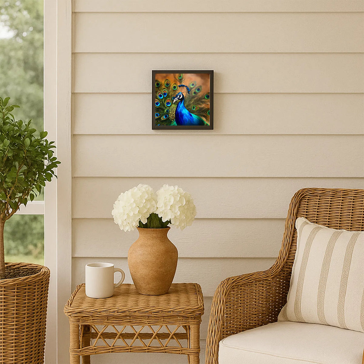 Peacock Framed Metal Print Bathroom, Kitchen, Office, Home Decor Wall