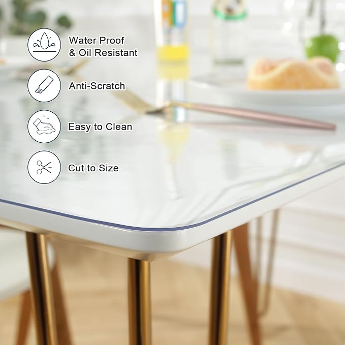Clear Table Protector Mat -1.5mm Thickness Waterproof Heavy Duty PVC