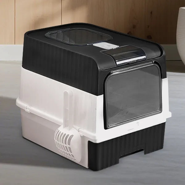 Fully Enclosed Magic Cube Litter Box, Top&front Entry, Pull-out Drawer