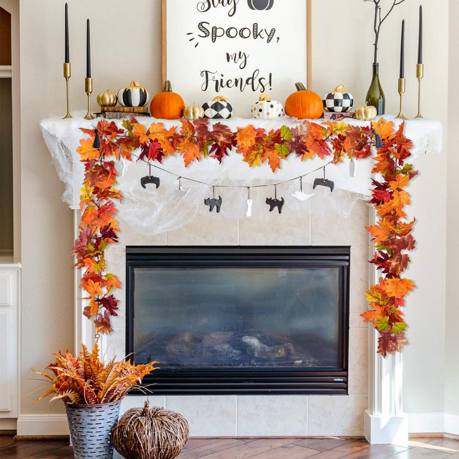 2 Pack 5.9 Ft Artificial Maple Leaf Garland, 7 Color Fall