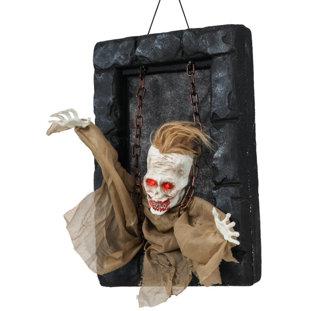 Halloween Hanging Animated Zombie Prisoner Decoration Sound-activated
