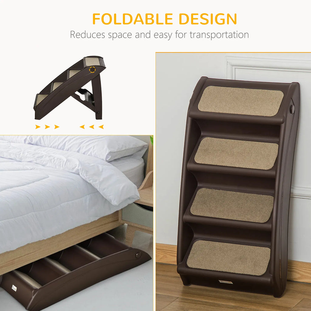 4-Level Portable Pet Stairs, Foldable Dog Ramp, Lightweight Cat Steps