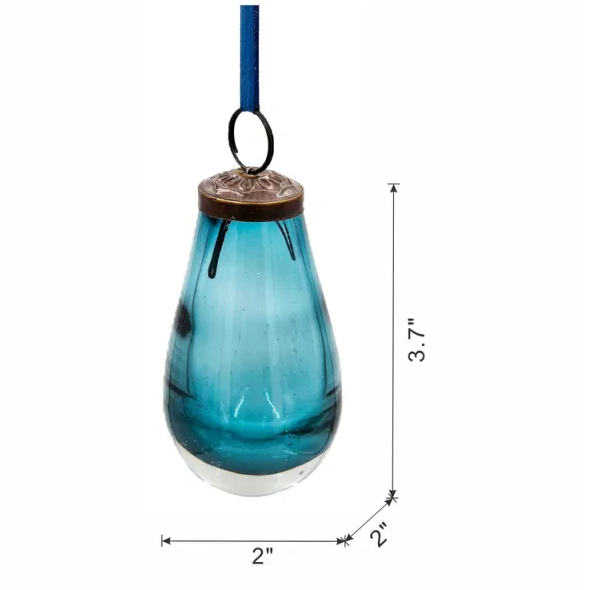 2 X 2 X 3.7 Luster Tear Drop Ornament, Glass Decorative Hanging