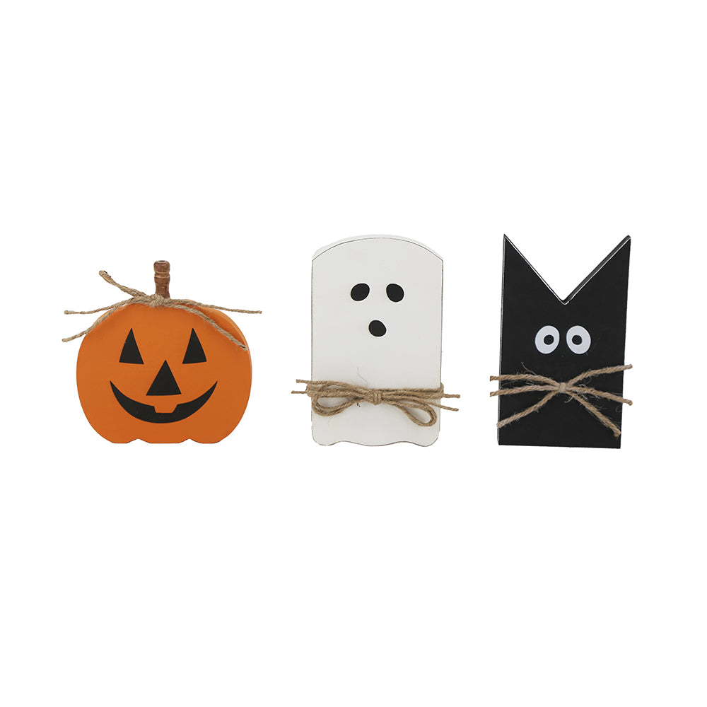 Set Of 3 Halloween Holiday Table Decor, White: 4.8x8" Black: 4.5x8"