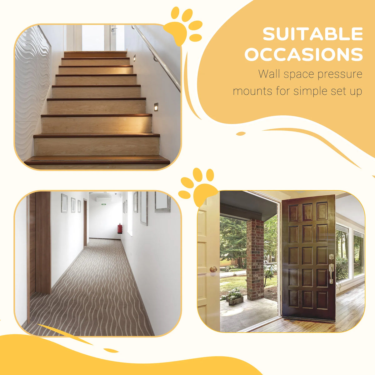 Extra Tall Dog Gate With Door, Pressure Fit, Auto Close, Double Locking
