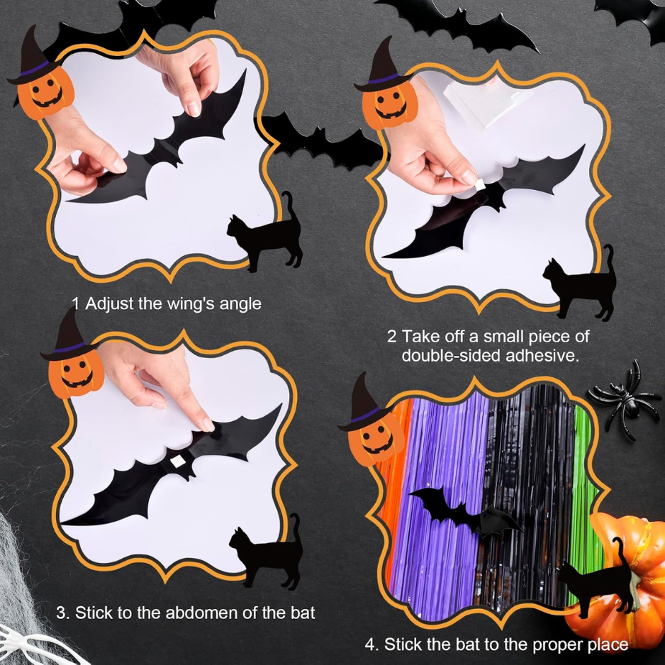 Halloween Party Decor, Halloween Backdrop With Bat Stickers, 2 Pack 3.3