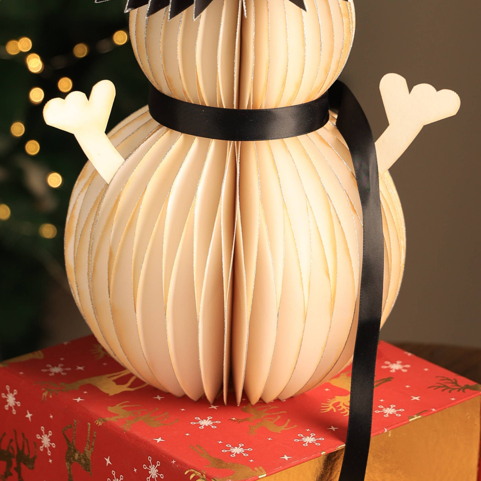 Honeycomb Handmade Paper Snowman -white-festive