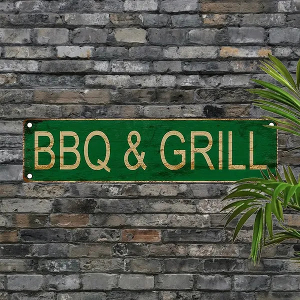 Vintage Aluminum BBQ Sign UV Printed Metal Plaque Waterproof Dustproof