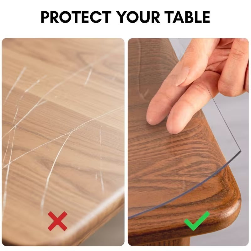 Clear Table Protector Mat -2.0mm Thickness Waterproof Heavy Duty PVC