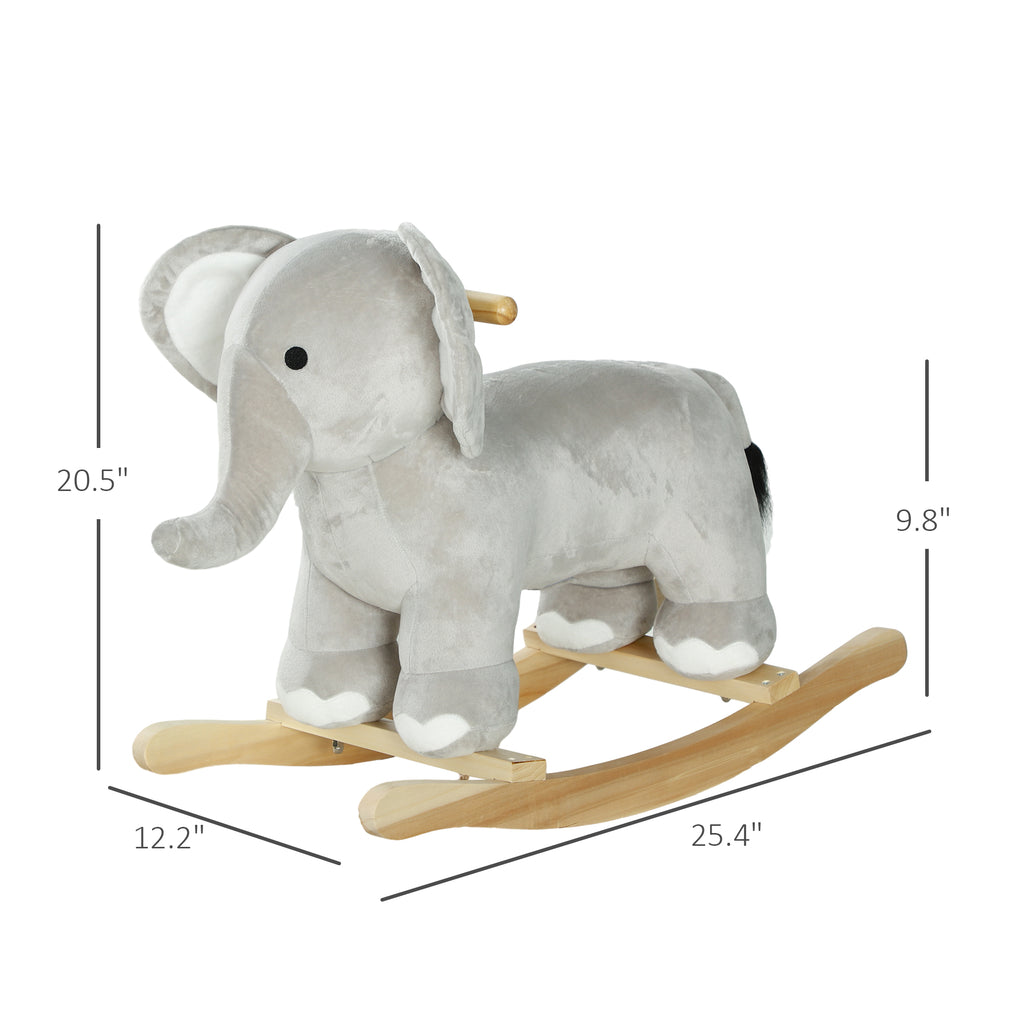 Kids Rocking Animal, Elephant Rocker With Realistic Sounds, Plush Ride