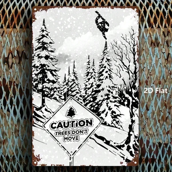 1pc 2D Flat Metal Sign Freeride Snowboard Plaque, Sturdy Metal Wall Art