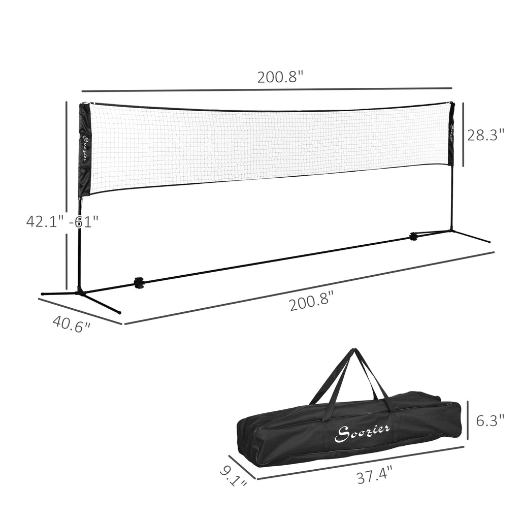 All-in-1 Badminton Set, Height Adjustable For Pickleball, Volleyball