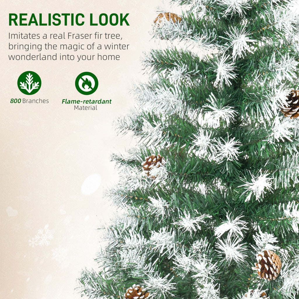 6ft Unlit Snow-dusted Full Fir Artificial Christmas Tree With Realistic