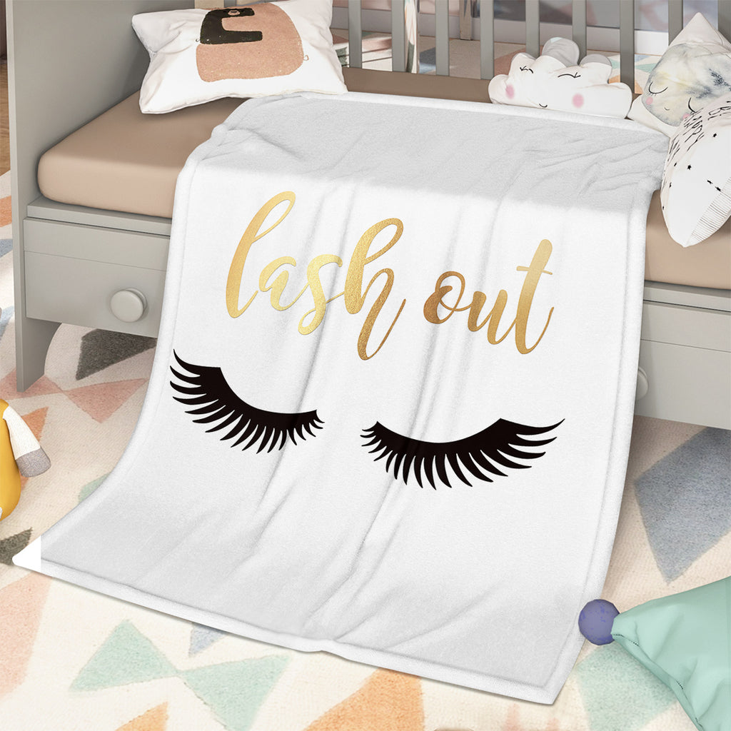 Long Eyelashes Printed Throw Blanket Plush Fluffy Flannel Fleece