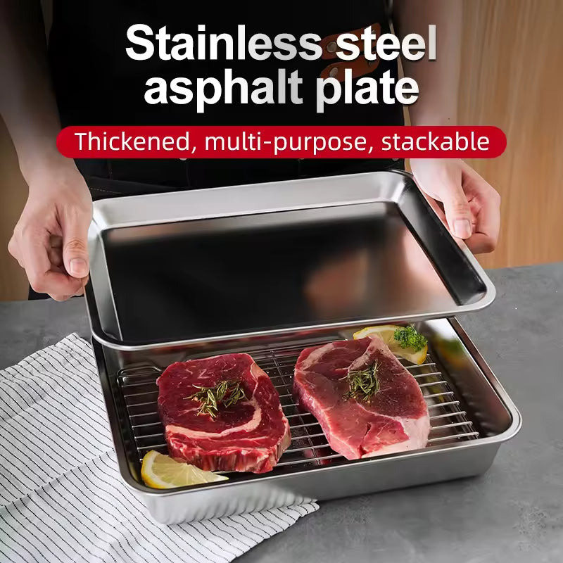304 Stainless Steel Square Mesh Rack Oven Tray - Multi-functional