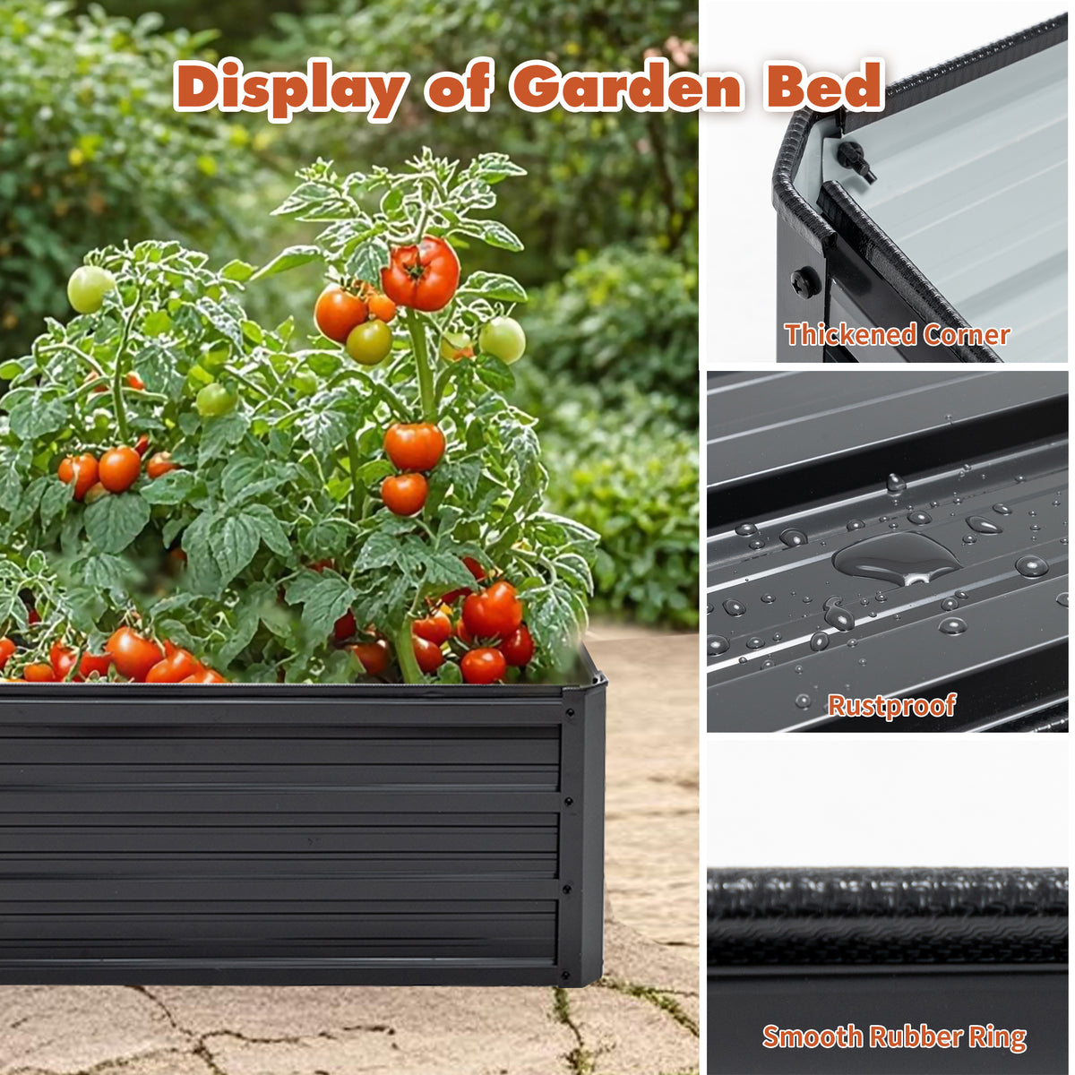 4x3x1ft Metal Raised Garden Bed,deep Root Outdoor Galvanized Planter