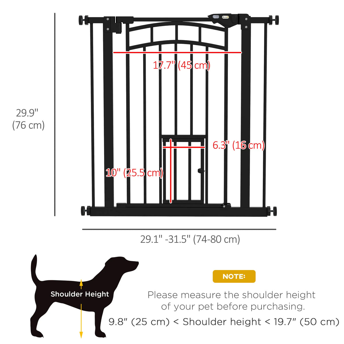 Auto-close Pet Gate, Stair Gate With Cat Door, Double Locking